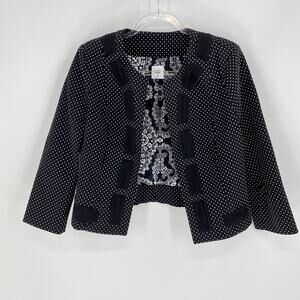 CABI Womens Jacket Size 8 Seaside Chic Polka Dot Cropped 3/4 Sleeve Career Layer